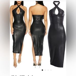 Naked Wardrobe Extra Drippin’ Crossover Halter Dress